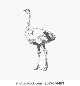 Ostrich isolated on white background. Hand drawn vectors. Collection of drawings. Vintage paper. Wildlife birds.
Hand drawn in vintage style. 
