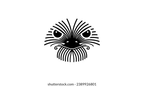 ostrich logo, black isolated silhouette