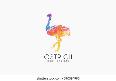 Ostrich logo design. Creative logo. Bird logo. Colorful logo. Animal logo.