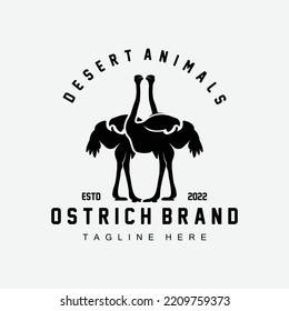 Ostrich Logo Design, Desert Animal Illustration, Living In The Forest, Vector Camel Brand Product