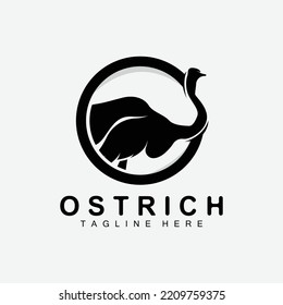 Ostrich Logo Design, Desert Animal Illustration, Living In The Forest, Vector Camel Brand Product