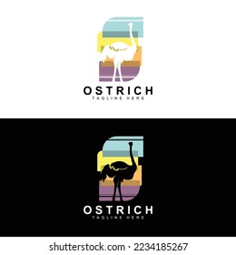 Ostrich Logo Design, Desert Animal Illustration, Living In The Forest, Vector Camel Brand Product