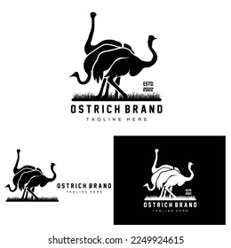 Ostrich Logo Design, Desert Animal Illustration, Living In The Forest, Vector Camel Brand Product