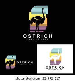 Ostrich Logo Design, Desert Animal Illustration, Living In The Forest, Vector Camel Brand Product