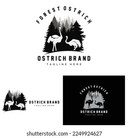 Ostrich Logo Design, Desert Animal Illustration, Living In The Forest, Vector Camel Brand Product