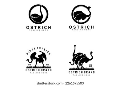 Ostrich Logo Design, Desert Animal Illustration, Living In The Forest, Vector Camel Brand Product