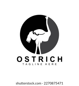 Ostrich Logo Design, Desert Animal Illustration, Living In The Forest, Vector Camel Brand Product