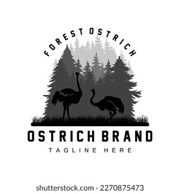 Ostrich Logo Design, Desert Animal Illustration, Living In The Forest, Vector Camel Brand Product