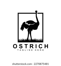Ostrich Logo Design, Desert Animal Illustration, Living In The Forest, Vector Camel Brand Product