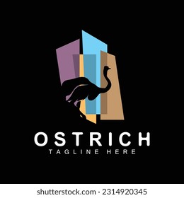 Ostrich Logo Design, Desert Animal Illustration, Living In The Forest, Vector Camel Brand Product