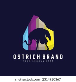 Ostrich Logo Design, Desert Animal Illustration, Living In The Forest, Vector Camel Brand Product