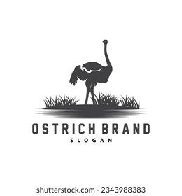 Ostrich Logo Design, Desert Animal Illustration, Living In The Forest, Vector Camel Brand Product