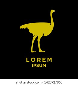 ostrich logo gold color silhouette black background isolated icon design vector illustration