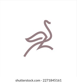 Ostrich Logo icon symbol simple isolated design bird animal wildlife vector.