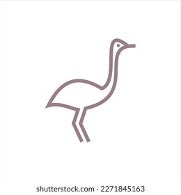 Ostrich Logo icon symbol simple isolated design bird animal wildlife vector.