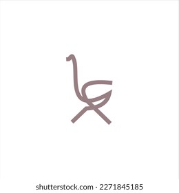 Ostrich Logo icon symbol simple isolated design bird animal wildlife vector.