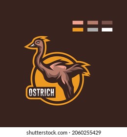 Ostrich Mascot Logo Badge Design