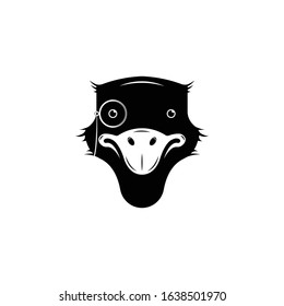 Ostrich with monocle logo icon vector.