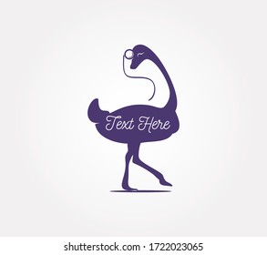 Ostrich en monocle logo moderno diseño vectorial ilustración de diseño moderno.