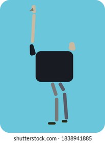Ostrich on a blue background