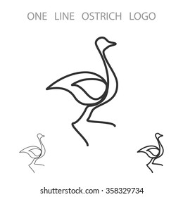 Ostrich. One Line Logo. Minimalism Style Logotype. Vector.