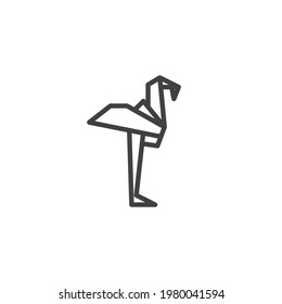 Ostrich origami line icon. linear style sign for mobile concept and web design. Paper ostrich bird outline vector icon. Symbol, logo illustration. Vector graphics