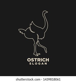 ostrich outline logo with gold color icon design vector illustration