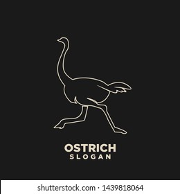 Ostrich Outline Logo With Gold Color Icon Design Vector Illustration