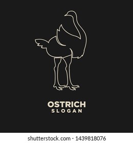 ostrich outline logo with gold color icon design vector illustration