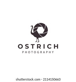 ostrich with photography camera  logo vector icon symbol illustration design template