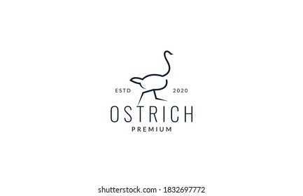 Ostrich Run Line Minimalist  Logo Vector Illustration Design