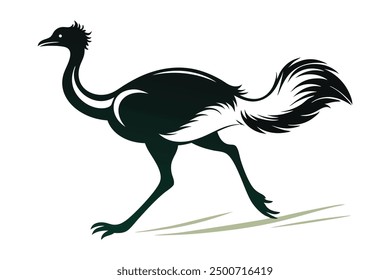 Ostrich run silhouette vector illustration