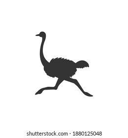 Ostrich run silhouette vector on a white background