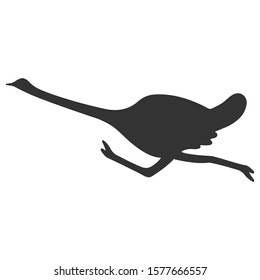 Ostrich is running. Flat icon. Vector illustration.