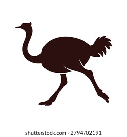 Ostrich running silhouette profile view large bird in motion