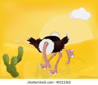 Ostrich and sand