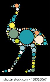 ostrich shape vector design by color point