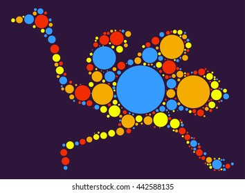 ostrich shape vector design by color point