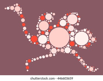 ostrich shape vector design by color point