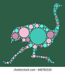 ostrich shape vector design by color point