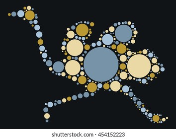 ostrich shape vector design by color point