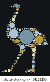 ostrich shape vector design by color point