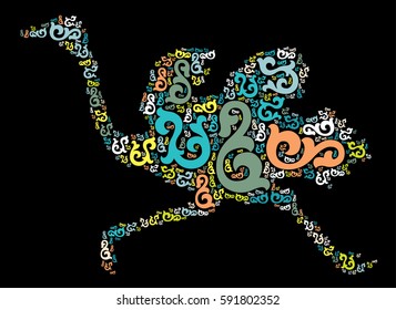 ostrich shape vector design illustration