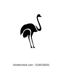 ostrich silhouette with 3 curved lines black and white style that is beautiful and full of meaning