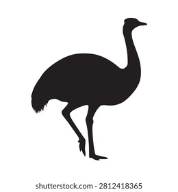 Ostrich Silhouette Against A White Background Simple Vector Illustration