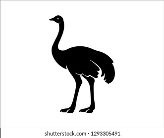 Ostrich silhouette icon. Ostrich brand logo design element. Vector illustration