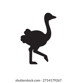 Ostrich silhouette icon vector flat design