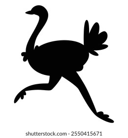 Ostrich Silhouette Icon for Wildlife and Nature Design