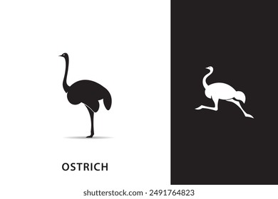 Ostrich silhouette logo,with minimalist design.