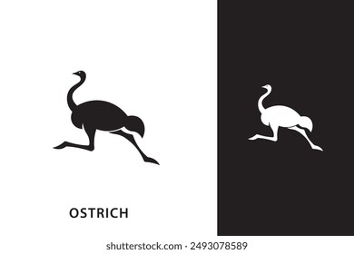 Ostrich silhouette logo,with minimalist design.